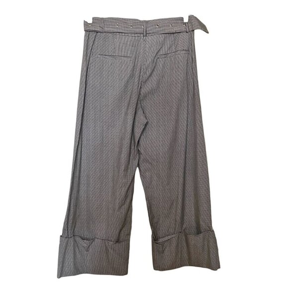 CURRENT AIR BLACK WHITE CHECKS WIDE CROPPED LEG BELTED PANTS - S - Picture 2 of 8